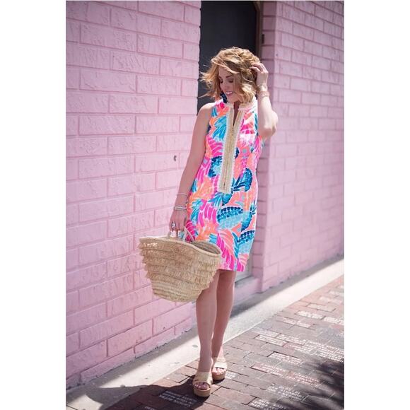 Lilly Pulitzer Alexa Shift Dress 00 Goombay Smashed Tropical Preppy Beachy - Picture 2 of 16